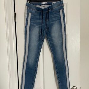 Blue Jean Jeggings with White Stripe